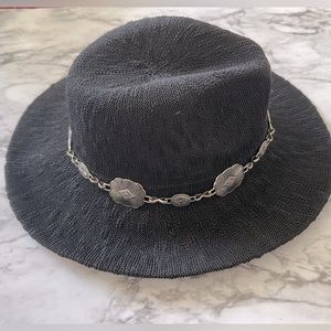 Western Embellished Chain Panama Hat - Black - OS